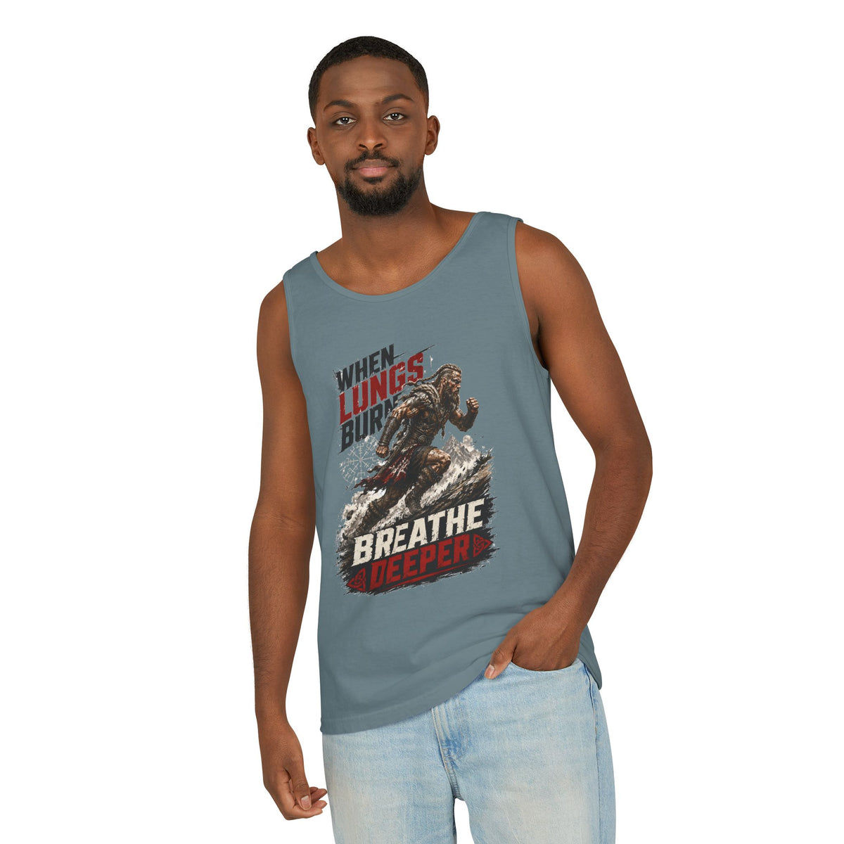 Running Tank Top — “When Lungs Burn, Breathe Deeper” Motivational Fitness Tank