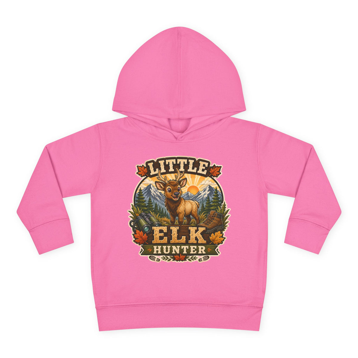 Toddler Hoodie – "Little Elk Hunter" Cute Woodland Animal Pullover for Kids