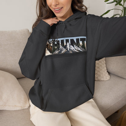 Hunt Elk Mountain Hoodie — Outdoor Hunting Graphic Sweatshirt