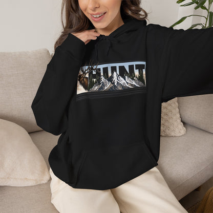 Hunt Elk Mountain Hoodie — Outdoor Hunting Graphic Sweatshirt
