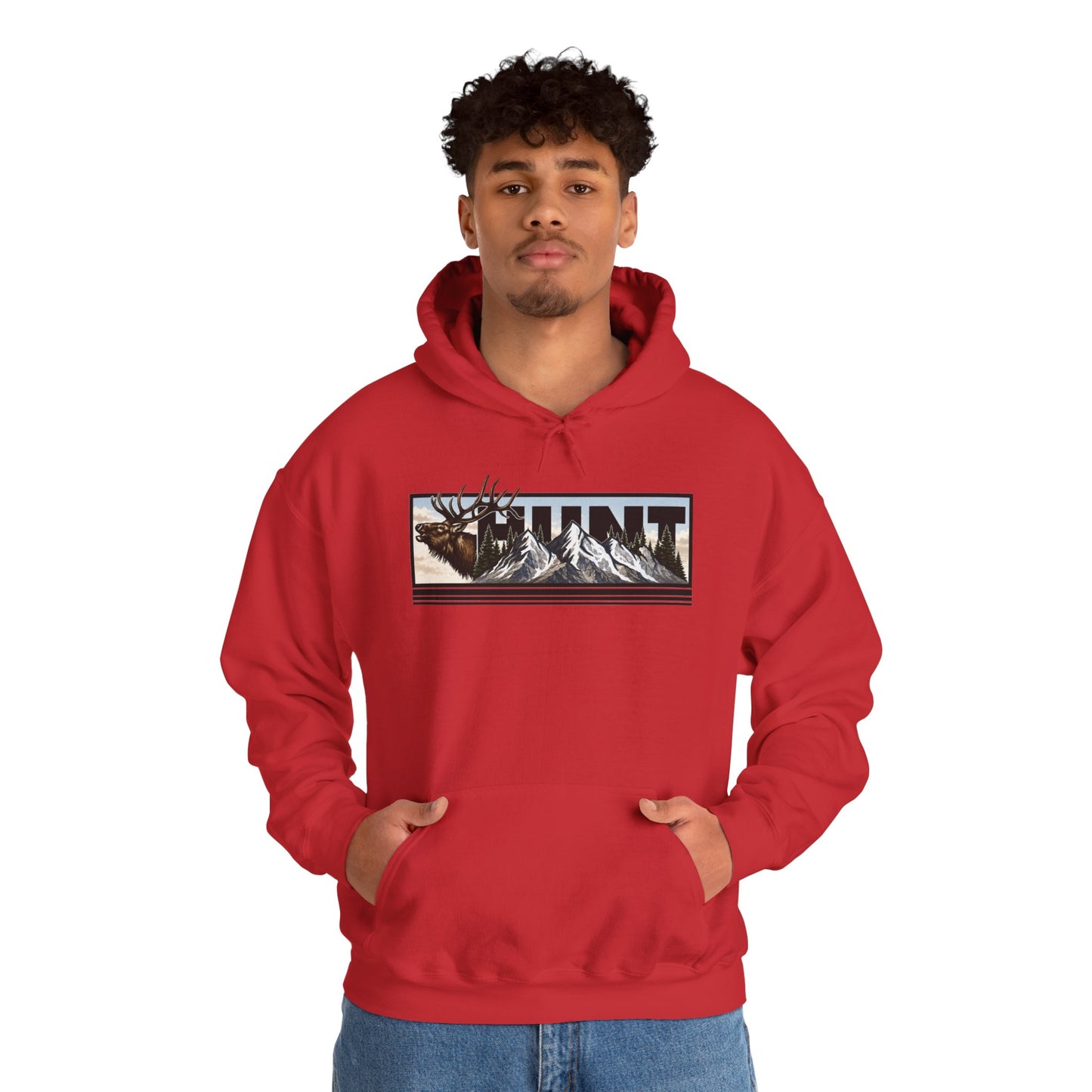 Hunt Elk Mountain Hoodie — Outdoor Hunting Graphic Sweatshirt