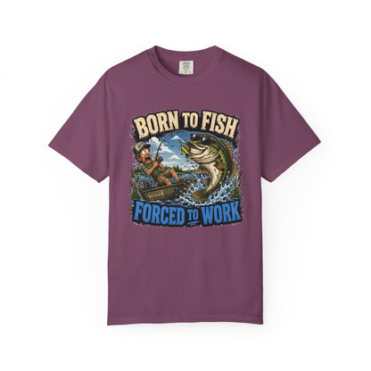 Born to Fish, Forced to Work T-Shirt — Funny Fishing Graphic Tee