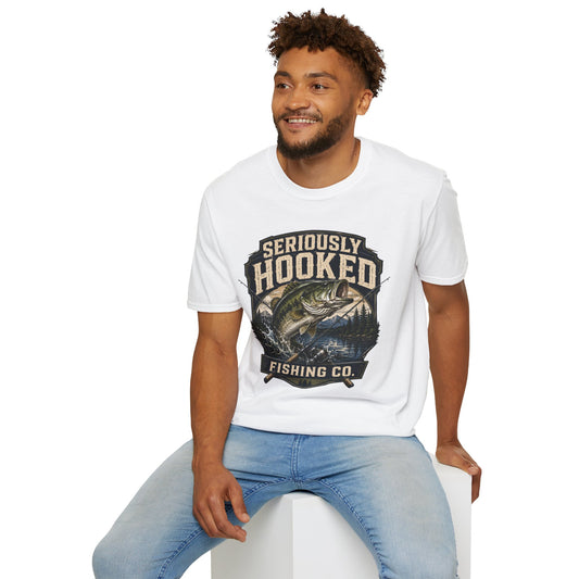 Seriously Hooked Fishing T-Shirt — Bass Angler Graphic Tee
