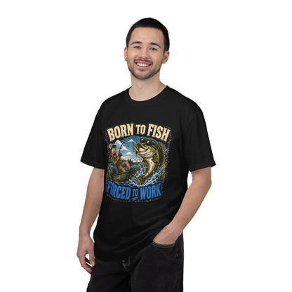 Born to Fish, Forced to Work T-Shirt — Funny Fishing Graphic Tee