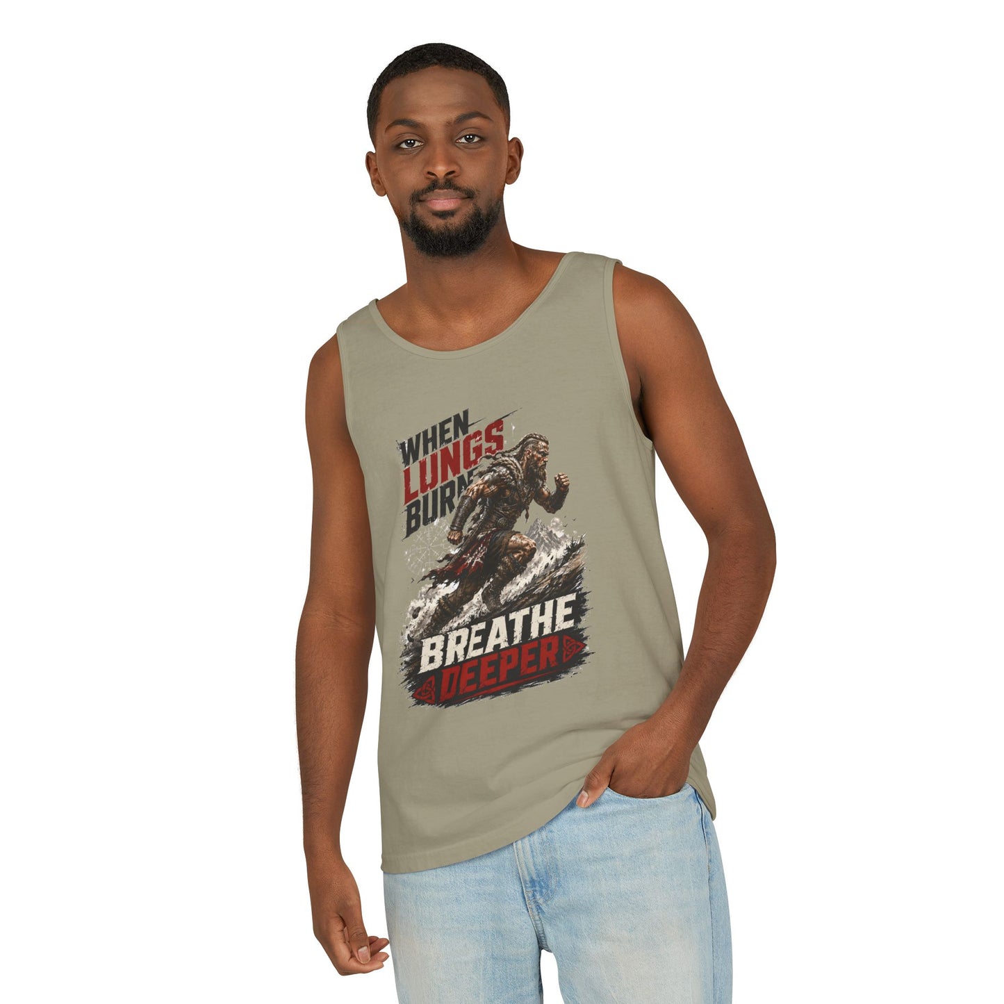 Running Tank Top — “When Lungs Burn, Breathe Deeper” Motivational Fitness Tank