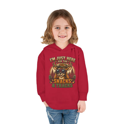Toddler Hoodie — "I'm Just Here for the Snacks & Tracks" Cute Deer Pullover