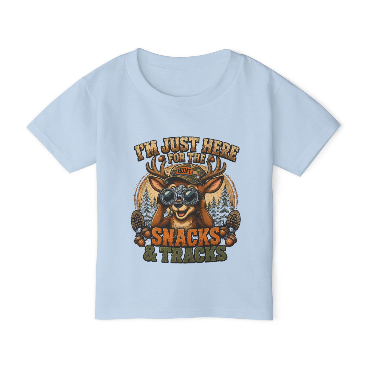 Toddler T-Shirt — "I'm Just Here for the Snacks & Tracks" Cute Deer Camping Shirt