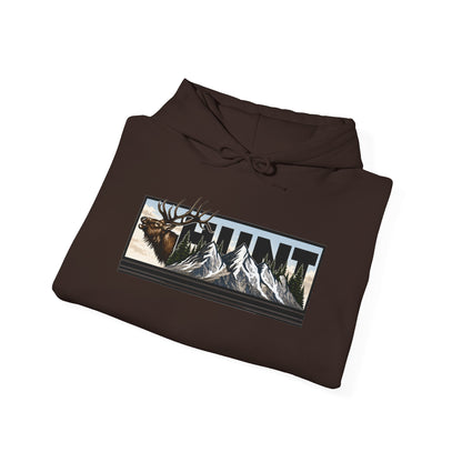 Hunt Elk Mountain Hoodie — Outdoor Hunting Graphic Sweatshirt