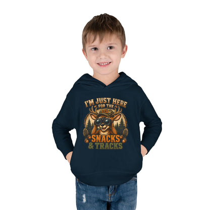 Toddler Hoodie — "I'm Just Here for the Snacks & Tracks" Cute Deer Pullover