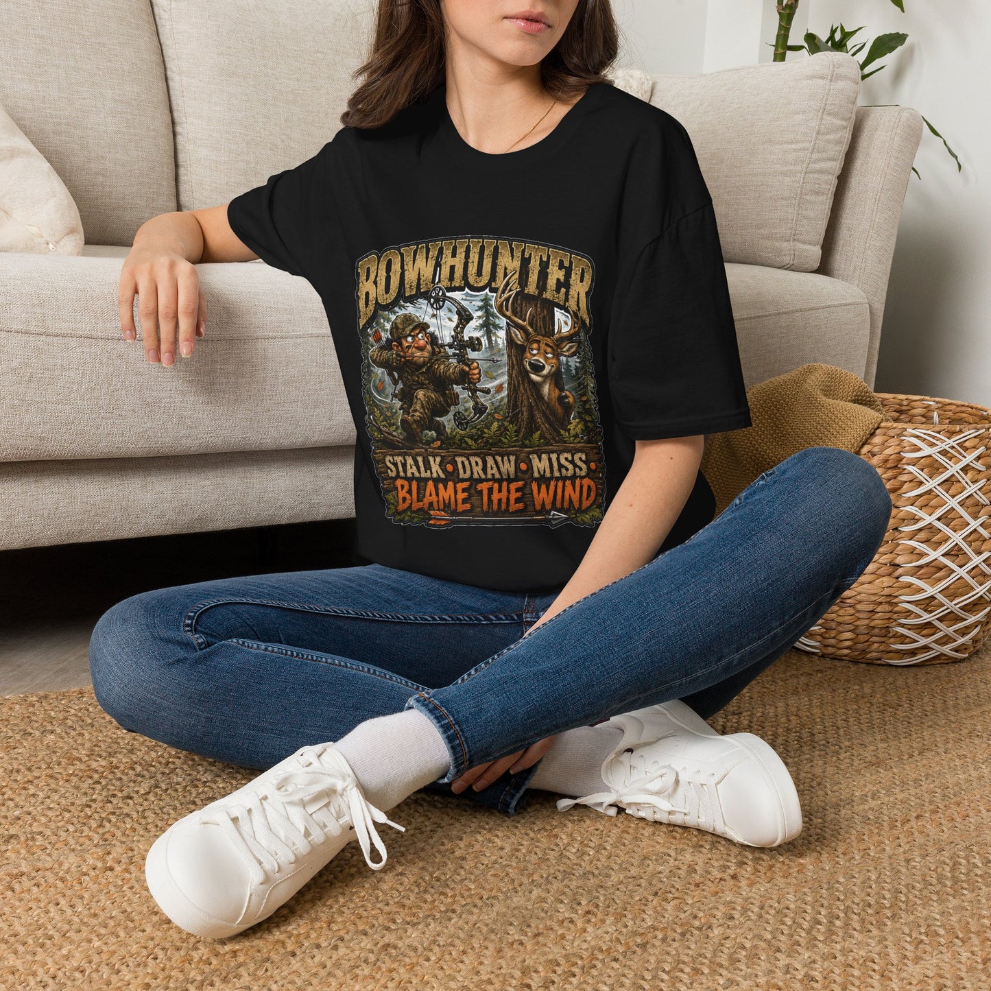 Bowhunter T-Shirt — "Stalk • Draw • Miss • Blame The Wind" Hunting Graphic Tee