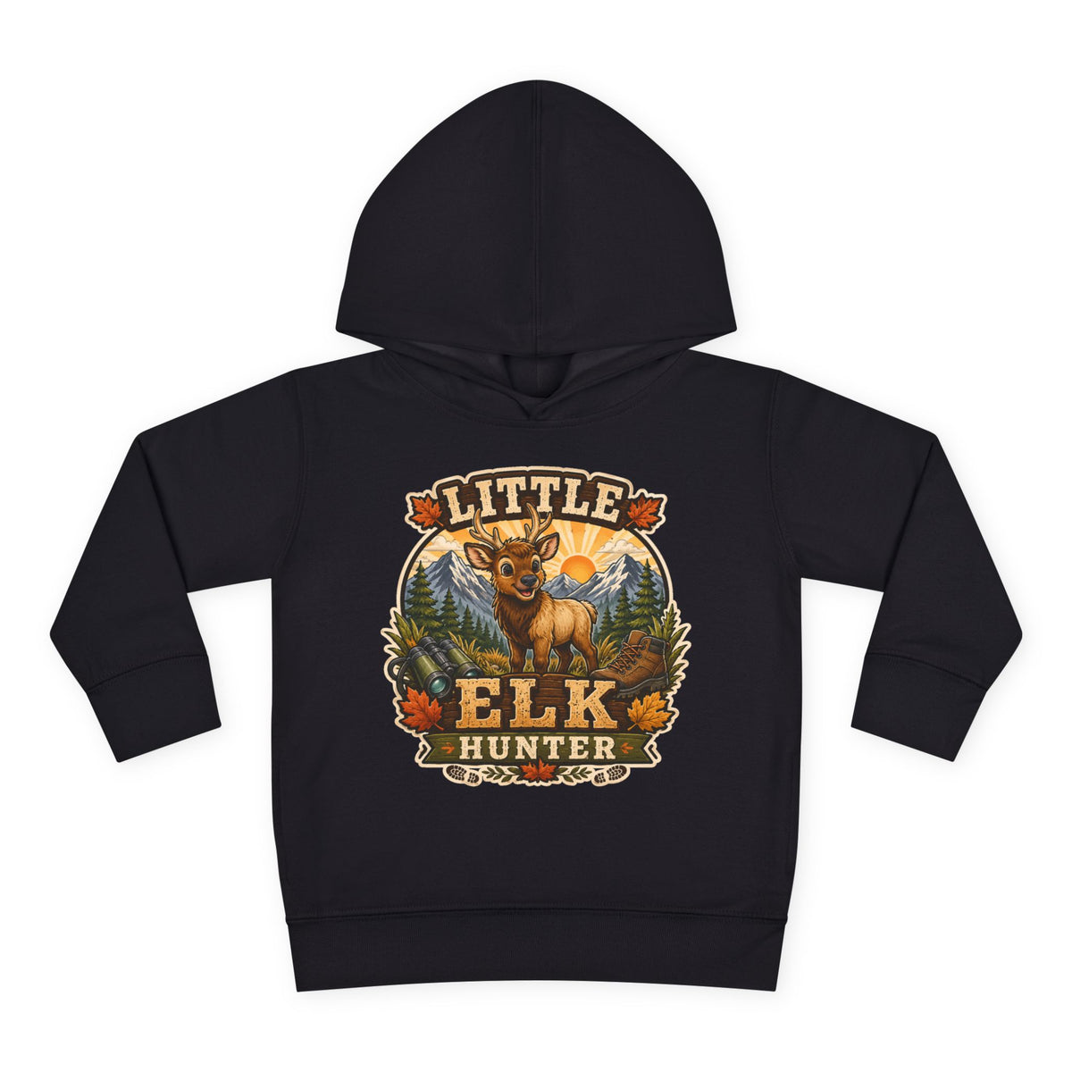 Toddler Hoodie – "Little Elk Hunter" Cute Woodland Animal Pullover for Kids