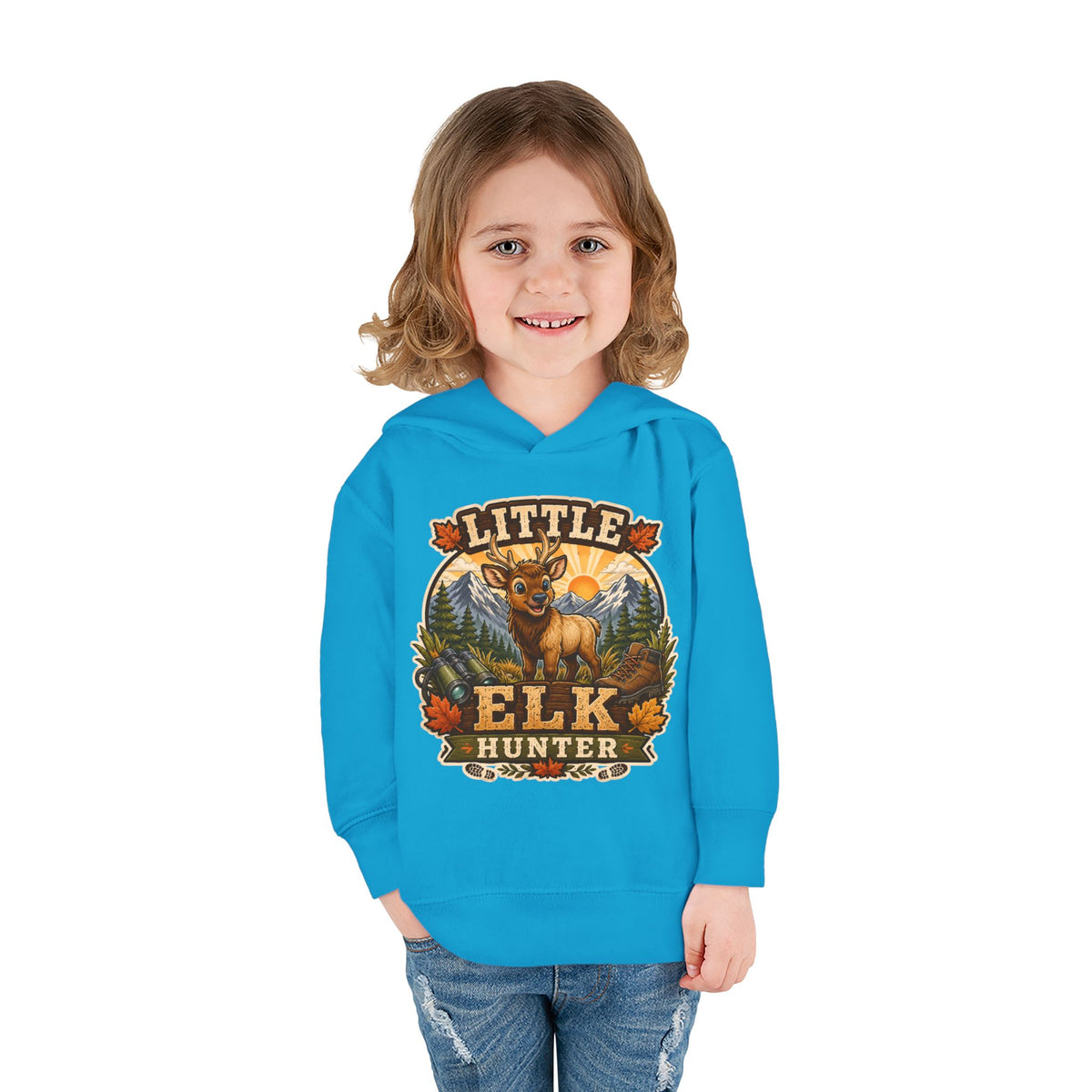 Toddler Hoodie – "Little Elk Hunter" Cute Woodland Animal Pullover for Kids