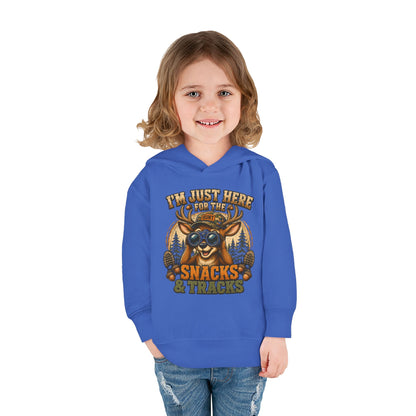 Toddler Hoodie — "I'm Just Here for the Snacks & Tracks" Cute Deer Pullover