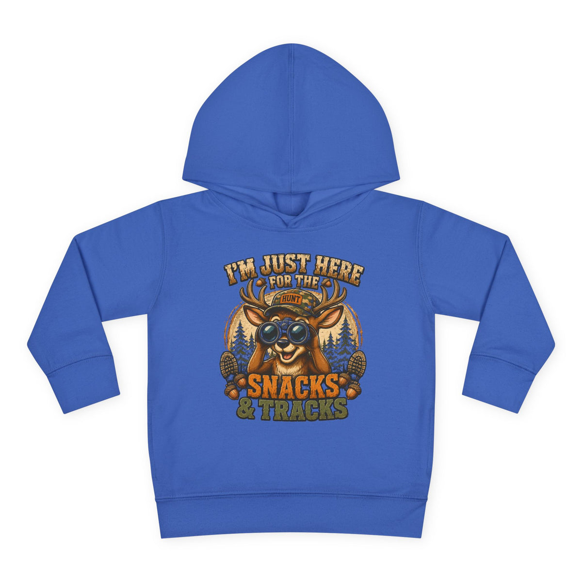 Toddler Hoodie — "I'm Just Here for the Snacks & Tracks" Cute Deer Pullover