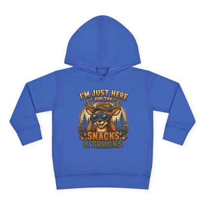 Toddler Hoodie — "I'm Just Here for the Snacks & Tracks" Cute Deer Pullover