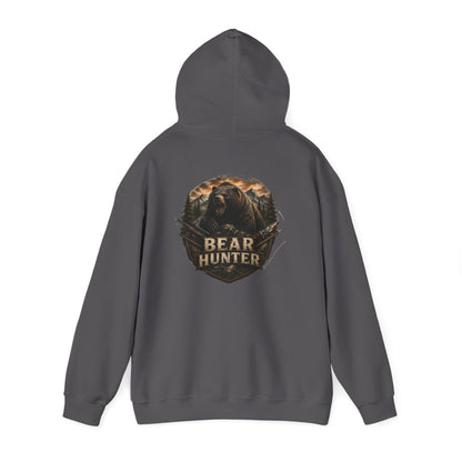 Bear Hunter Hoodie — Rustic Wildlife Hunting Graphic Sweatshirt