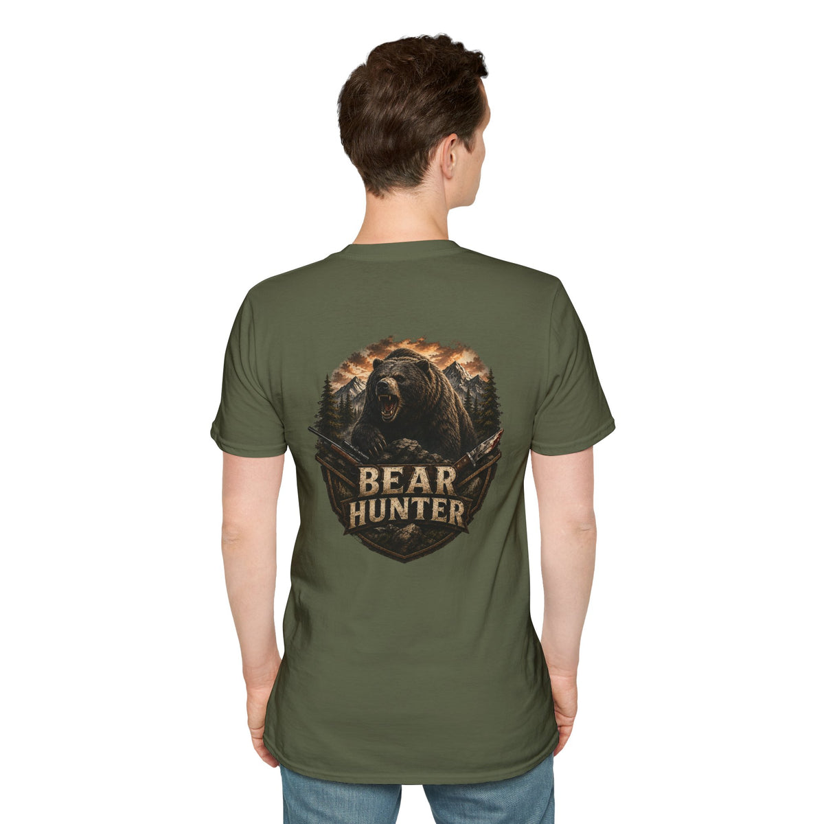 Bear hunter T‑Shirt — Retro Distressed Graphic Tee