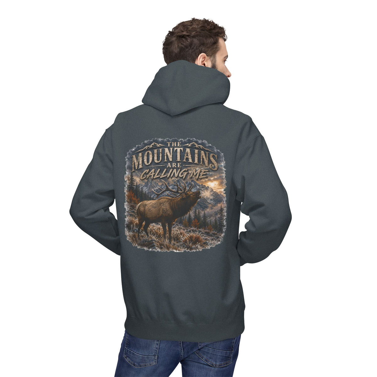 Mountain Calling Hoodie — 'Mountains Are Calling Me' Elk Graphic
