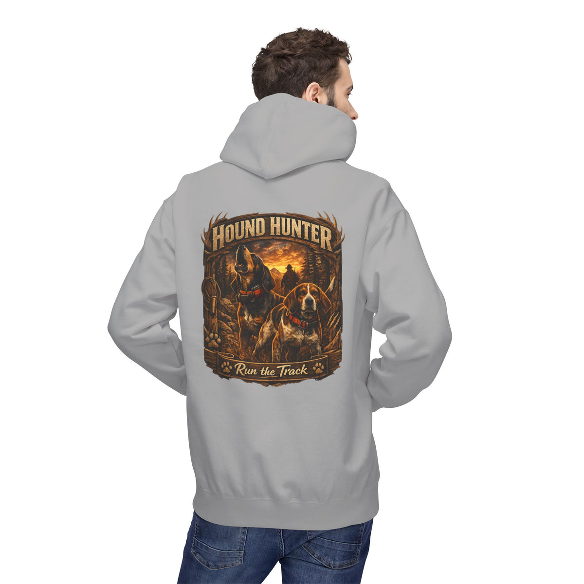 Hound Hunter Hoodie – Rustic Hunting Dog Graphic Sweatshirt