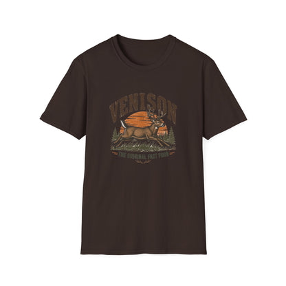 Venison Deer T‑Shirt — Retro Hunting Vintage Sunset Graphic Tee