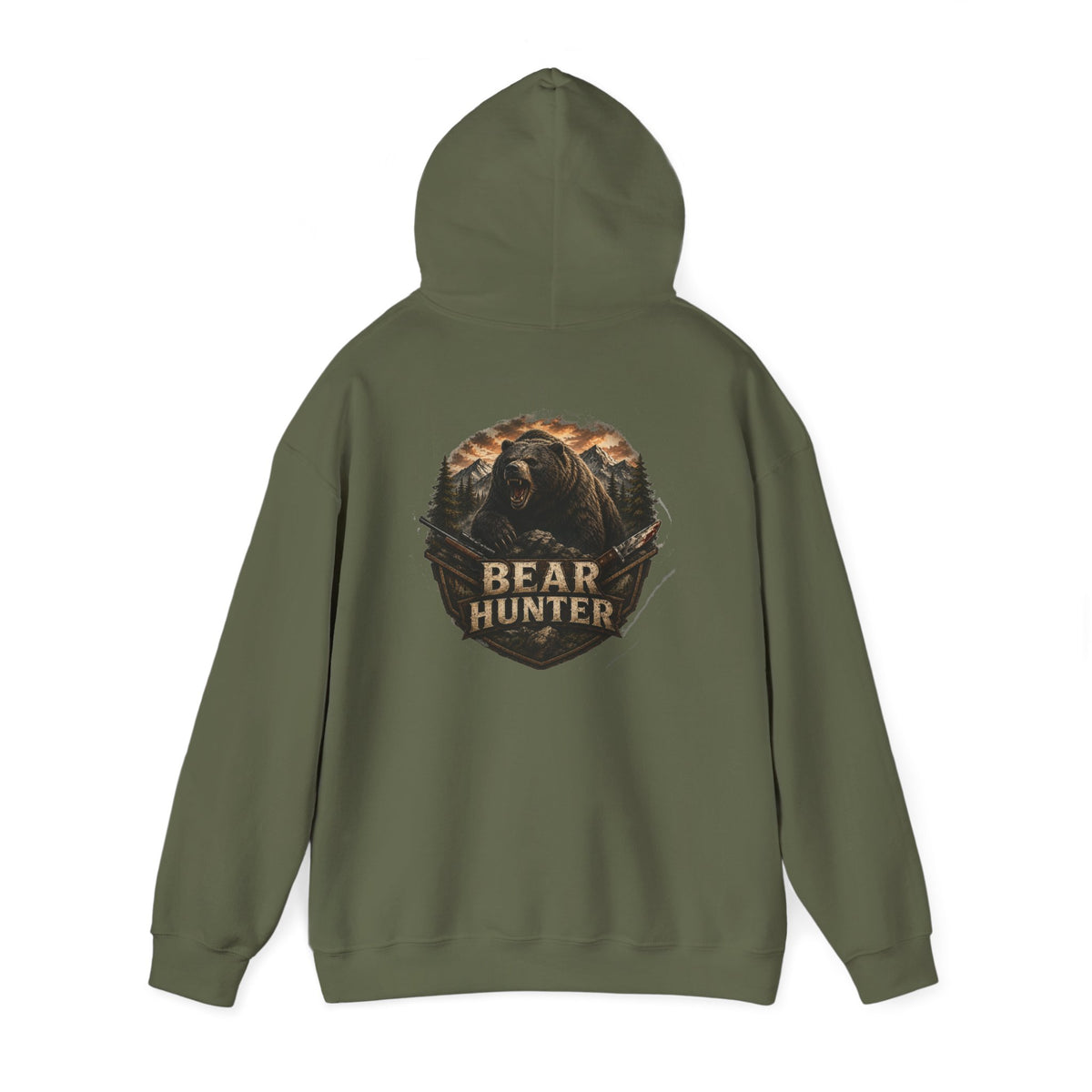 Bear Hunter Hoodie — Rustic Wildlife Hunting Graphic Sweatshirt