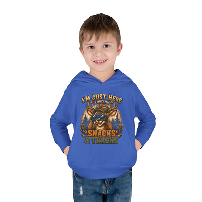 Toddler Hoodie — "I'm Just Here for the Snacks & Tracks" Cute Deer Pullover