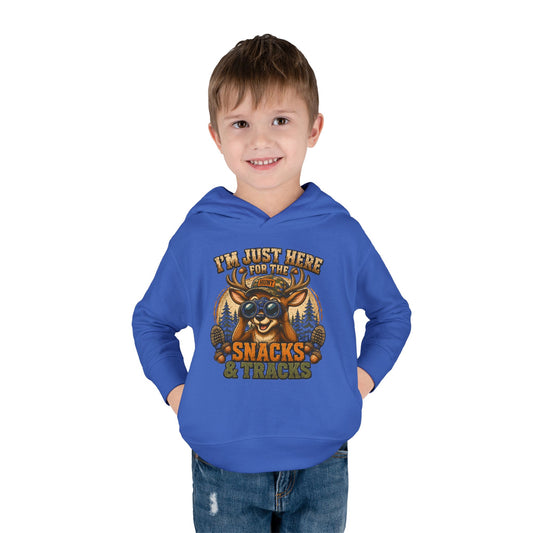Toddler Hoodie — "I'm Just Here for the Snacks & Tracks" Cute Deer Pullover