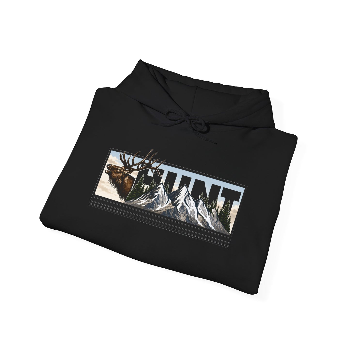 Hunt Elk Mountain Hoodie — Outdoor Hunting Graphic Sweatshirt