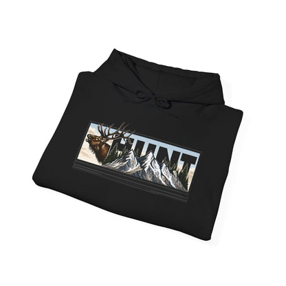 Hunt Elk Mountain Hoodie — Outdoor Hunting Graphic Sweatshirt