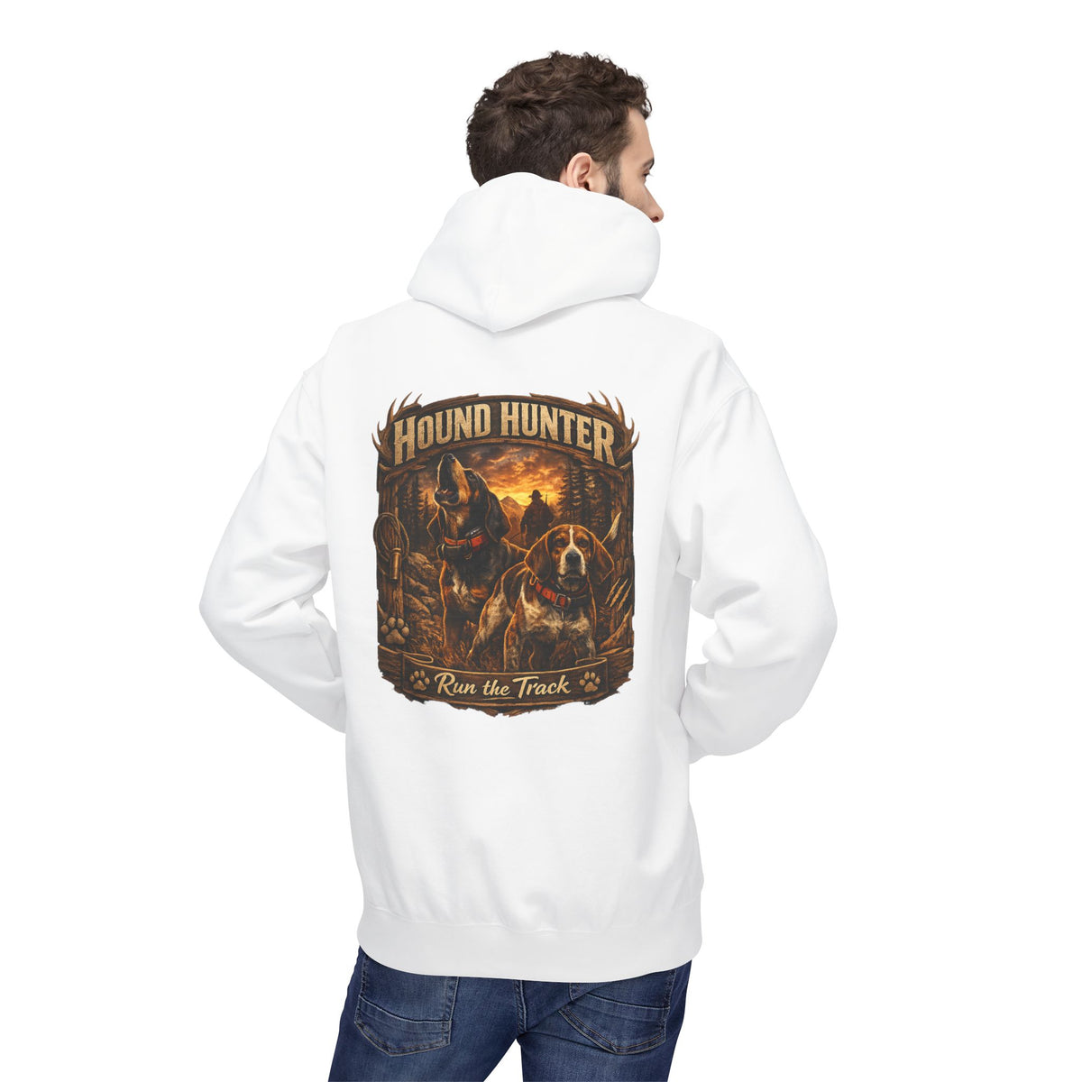 Hound Hunter Hoodie – Rustic Hunting Dog Graphic Sweatshirt