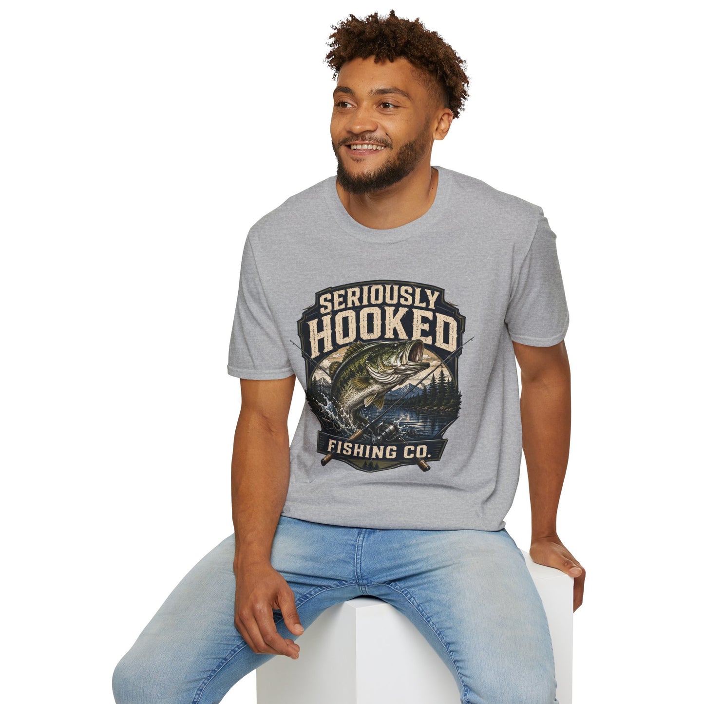 Seriously Hooked Fishing T-Shirt — Bass Angler Graphic Tee