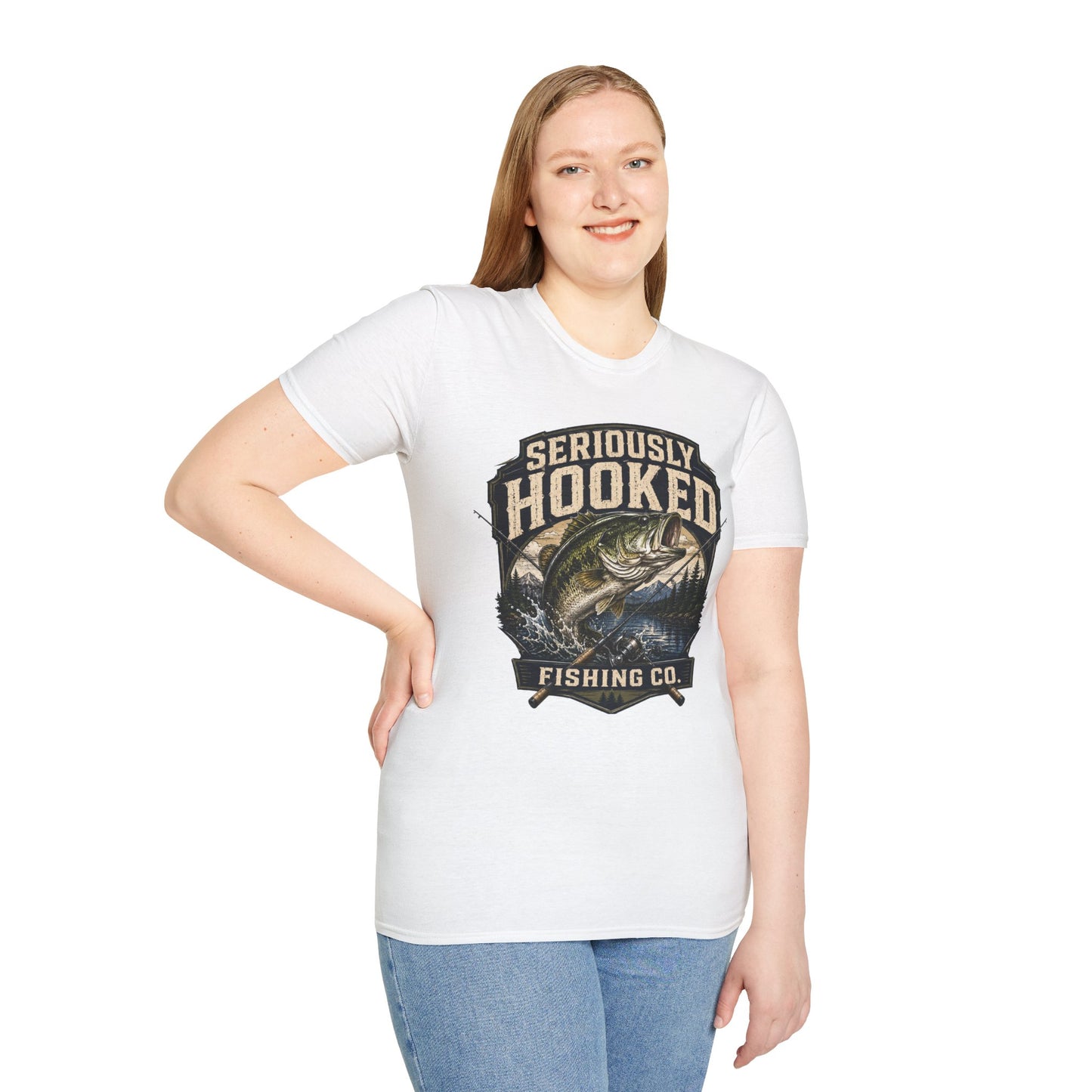 Seriously Hooked Fishing T-Shirt — Bass Angler Graphic Tee
