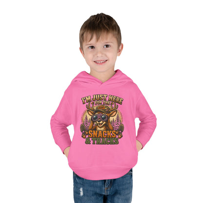 Toddler Hoodie — "I'm Just Here for the Snacks & Tracks" Cute Deer Pullover