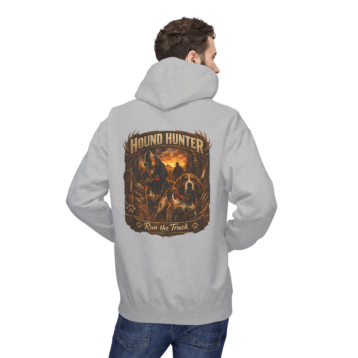 Hound Hunter Hoodie – Rustic Hunting Dog Graphic Sweatshirt