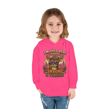 Toddler Hoodie — "I'm Just Here for the Snacks & Tracks" Cute Deer Pullover