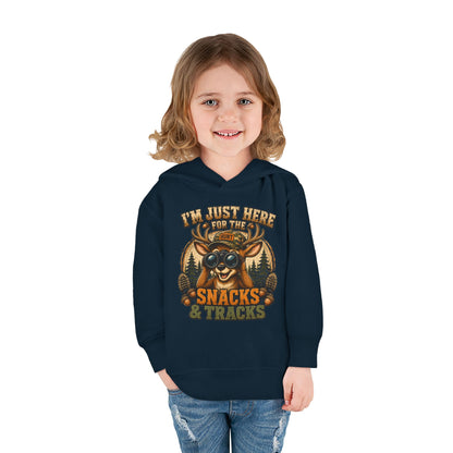 Toddler Hoodie — "I'm Just Here for the Snacks & Tracks" Cute Deer Pullover