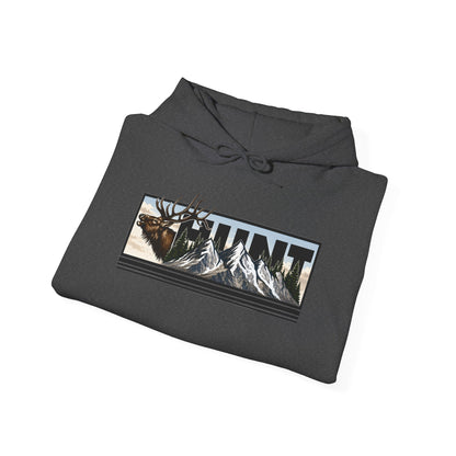 Hunt Elk Mountain Hoodie — Outdoor Hunting Graphic Sweatshirt