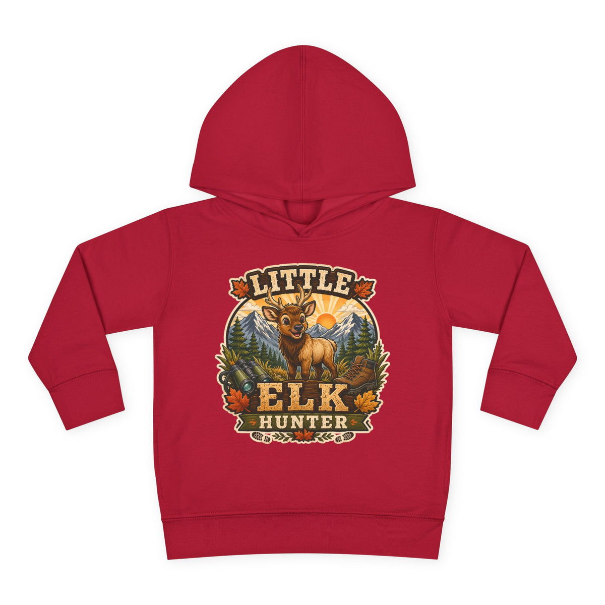Toddler Hoodie – "Little Elk Hunter" Cute Woodland Animal Pullover for Kids