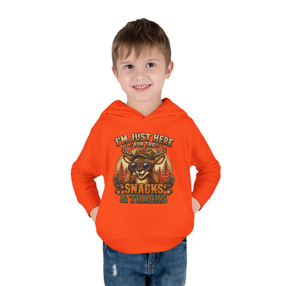 Toddler Hoodie — "I'm Just Here for the Snacks & Tracks" Cute Deer Pullover
