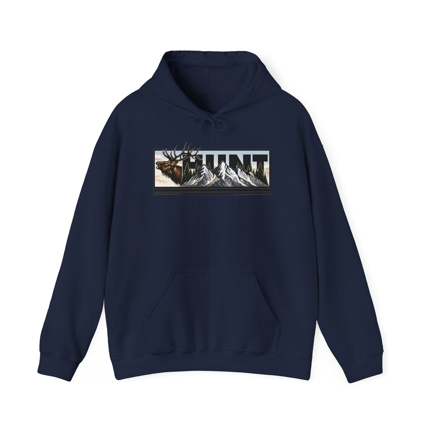 Hunt Elk Mountain Hoodie — Outdoor Hunting Graphic Sweatshirt