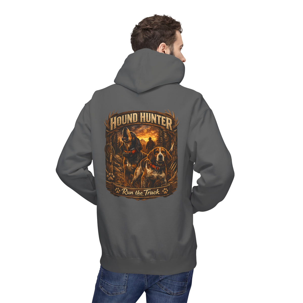 Hound Hunter Hoodie – Rustic Hunting Dog Graphic Sweatshirt