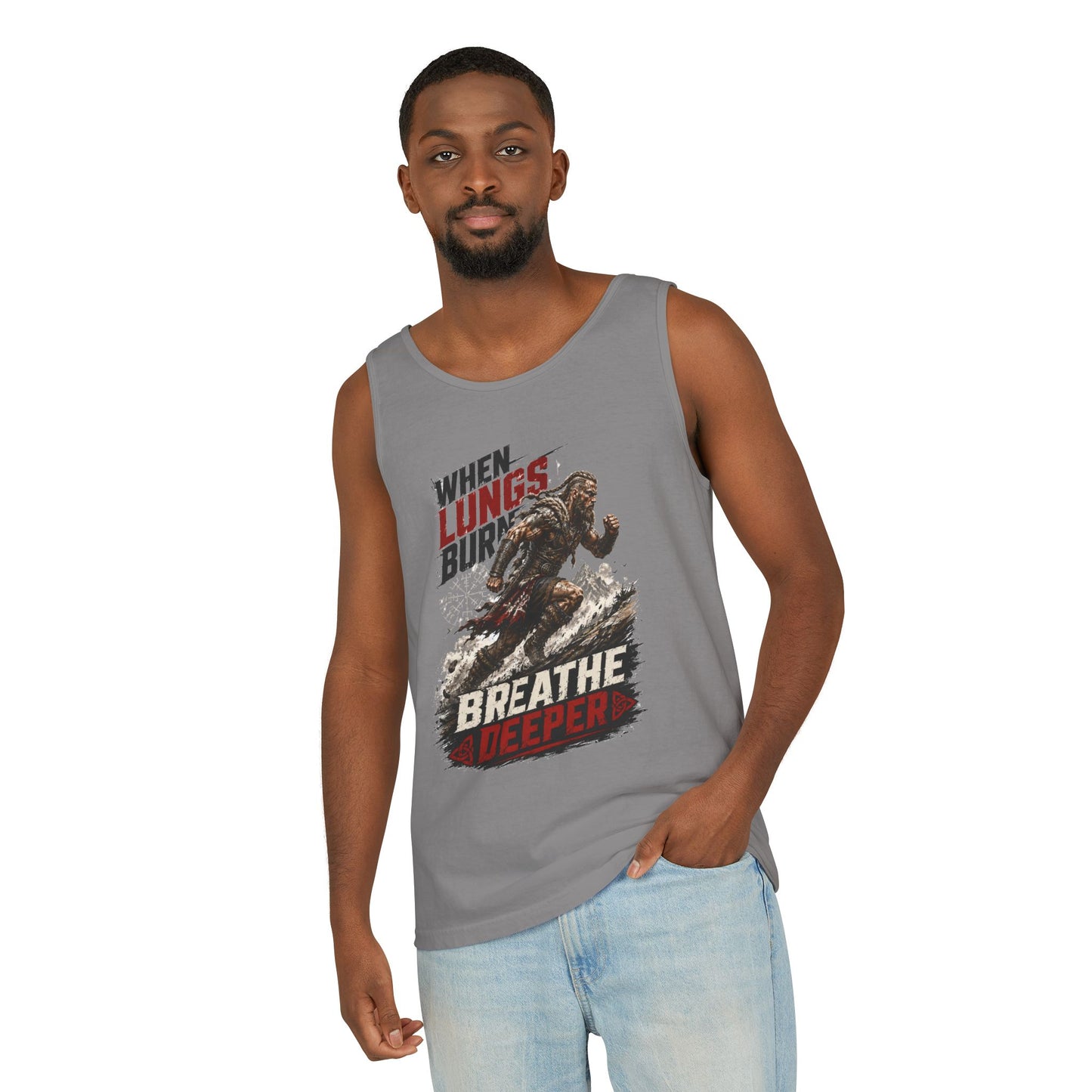 Running Tank Top — “When Lungs Burn, Breathe Deeper” Motivational Fitness Tank