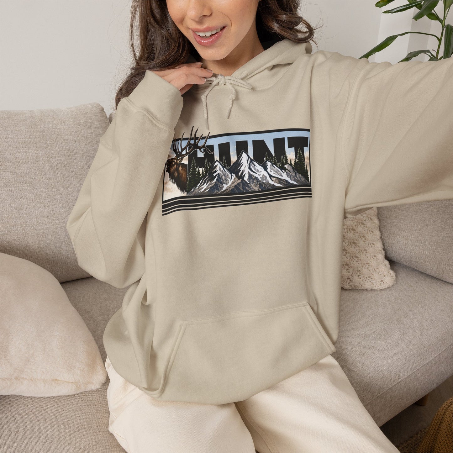 Hunt Elk Mountain Hoodie — Outdoor Hunting Graphic Sweatshirt