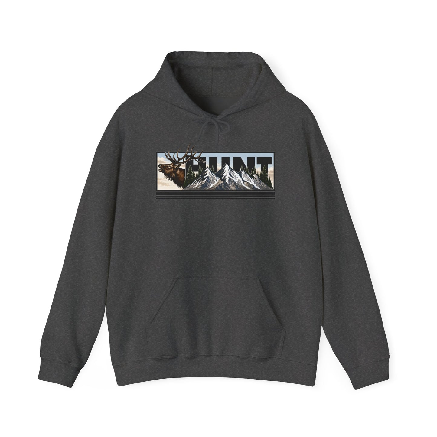 Hunt Elk Mountain Hoodie — Outdoor Hunting Graphic Sweatshirt