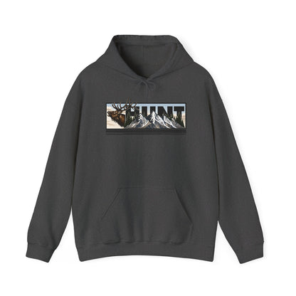 Hunt Elk Mountain Hoodie — Outdoor Hunting Graphic Sweatshirt