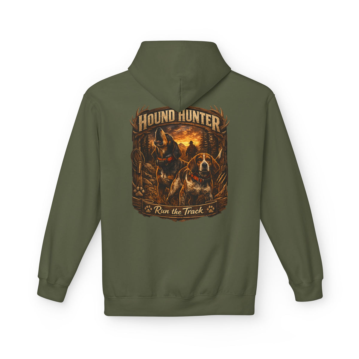 Hound Hunter Hoodie – Rustic Hunting Dog Graphic Sweatshirt