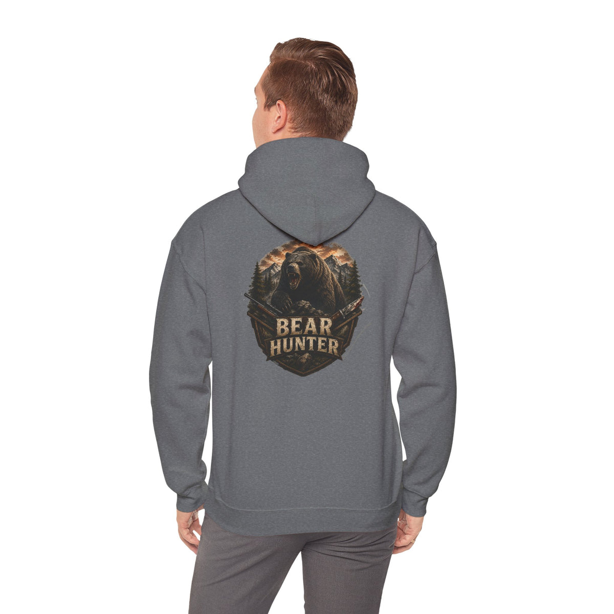 Bear Hunter Hoodie — Rustic Wildlife Hunting Graphic Sweatshirt