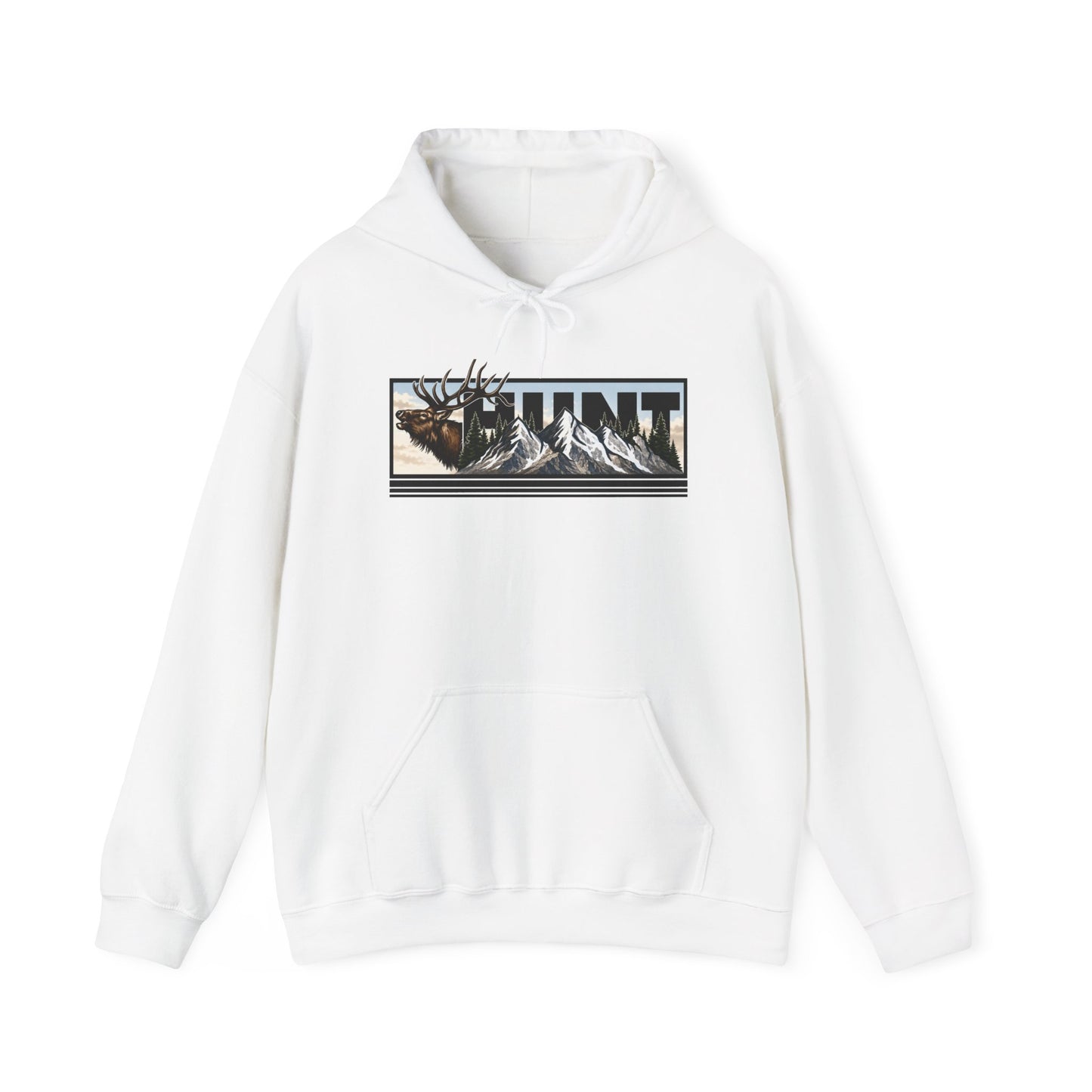 Hunt Elk Mountain Hoodie — Outdoor Hunting Graphic Sweatshirt