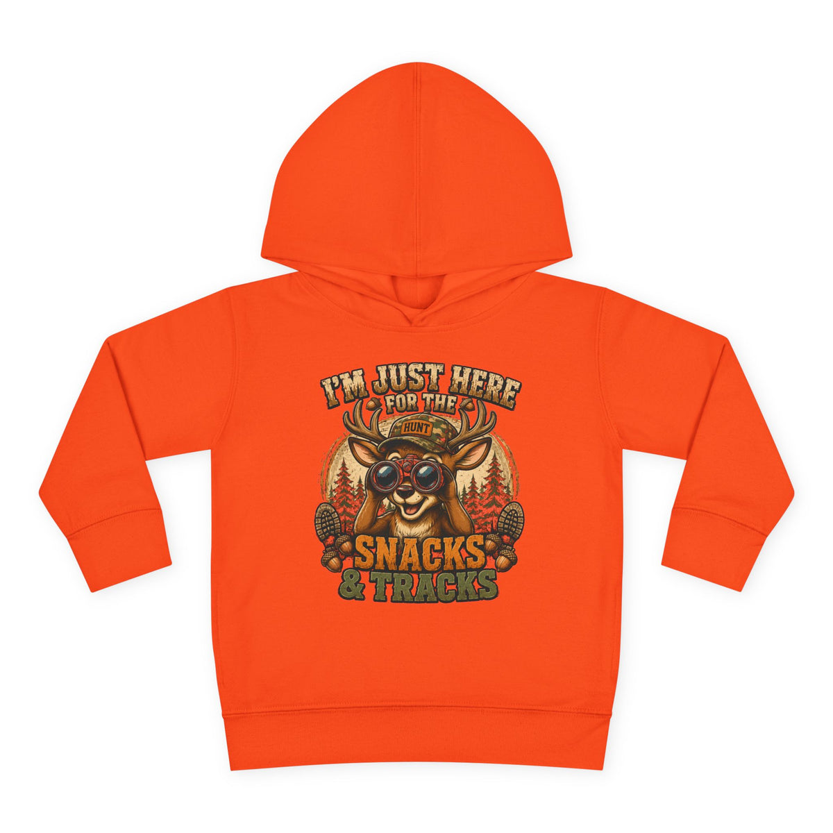 Toddler Hoodie — "I'm Just Here for the Snacks & Tracks" Cute Deer Pullover