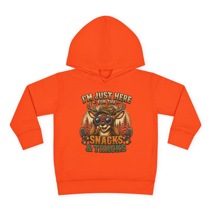 Toddler Hoodie — "I'm Just Here for the Snacks & Tracks" Cute Deer Pullover